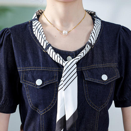 QYM 65020 -Y时尚飘带设计牛仔裙连衣裙气质A字裙 商品图3