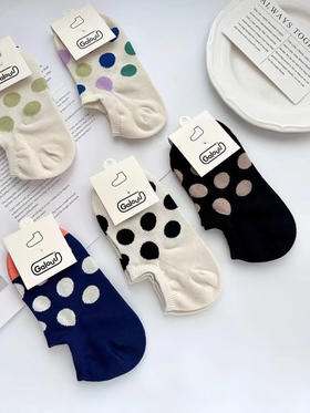 【正品Galouu韩风波点不掉跟隐形浅口船袜】韩风满满的波点船袜戳心巴了！好小清新~

均码 35-40，五双一组