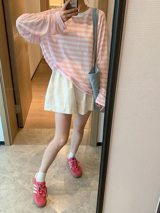 青春之夏靓丽条纹冰丝防晒罩衫慵懒风 商品图8