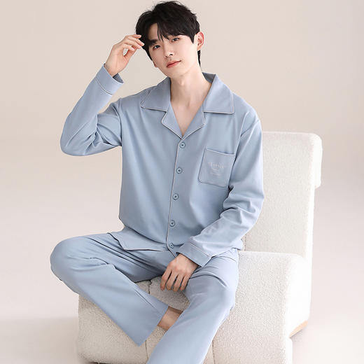 【158元2套】【专柜品质】】【带胸垫超柔长绒棉家居服】春夏季情侣全棉带胸垫可外穿家居服套装 商品图2