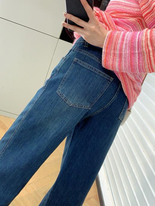 土耳其新款赵丽颖风吹半夏高腰斜裁弹力直筒宽松微喇叭牛仔裤 商品图13