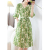 KQ-29393双绉真丝连衣裙气质2025夏季新款气质收腰显瘦洋气碎花中长款裙子 商品缩略图1