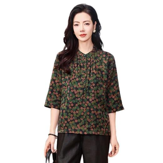 KQ-221805花萝香云纱休闲宽松小花衫春秋洋气桑蚕丝大码女装时尚印花 商品图4