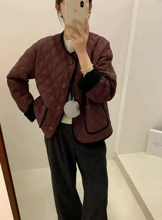 最后一件赔钱清货，退货勿下单！宽松版-韩系V字绗缝刺绣拼灯芯绒卷袖夹棉外套-喜出 商品图1