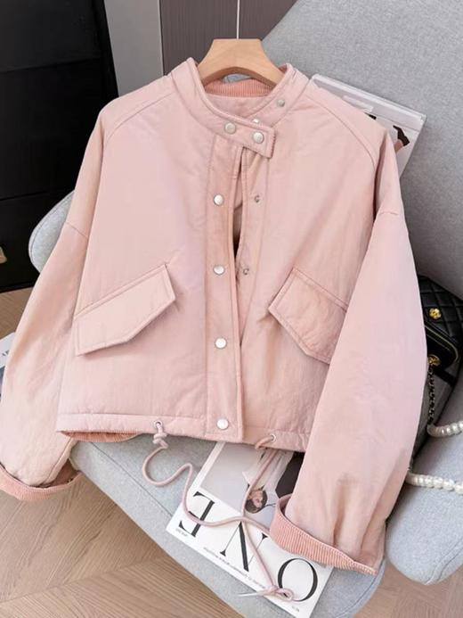 太划算了！！宽松版-韩系6778立领下摆抽绳夹棉外套-喜出 商品图1