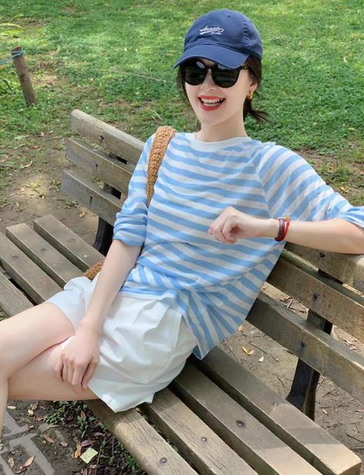青春之夏靓丽条纹冰丝防晒罩衫慵懒风 商品图6