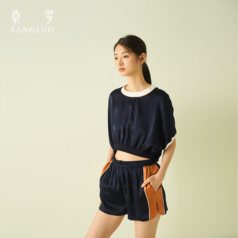 【轻运动】SANGLUO桑罗撞色轻运动桑蚕丝套装家居服