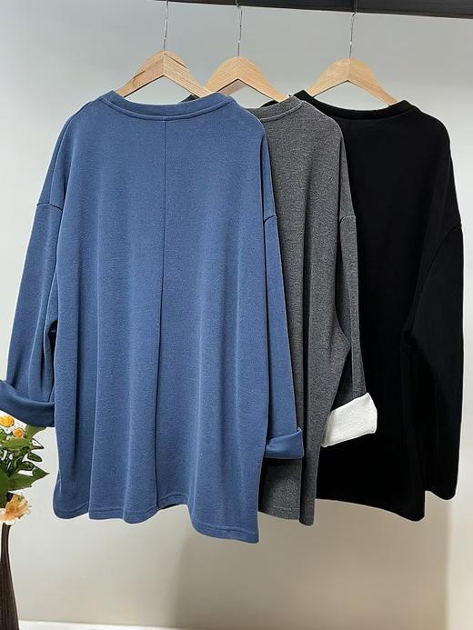 12.12错过没有！清货不退不参与退货-- 35%再生纤维4555宽松大版磨毛中厚T恤-喜出 商品图4