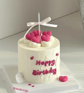 【优品系列】---【简约立体玫红色爱心】情侣、纪念日蛋糕