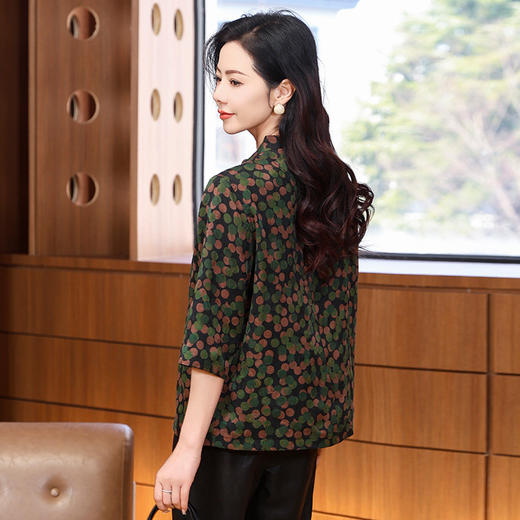 KQ-221805花萝香云纱休闲宽松小花衫春秋洋气桑蚕丝大码女装时尚印花 商品图1