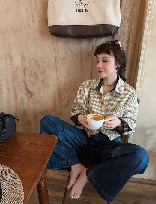 冰点价！仅限11.11！退货勿拍【迎八一促】欧货翻领格子衬衫百搭休闲短款外套上衣潮-喜出 商品图0