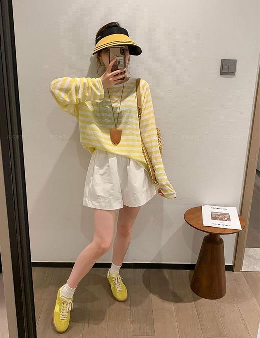 青春之夏靓丽条纹冰丝防晒罩衫慵懒风 商品图1