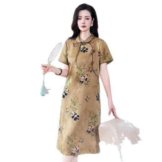 KQ-221873花罗香云纱复古国风温婉改良汉服连衣裙文艺真丝印花旗袍禅意短袖 商品图4