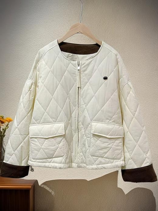 太划算了！！宽松版-韩系8650 卷边细条纹小标下摆抽绳夹棉外套-喜出 商品图2