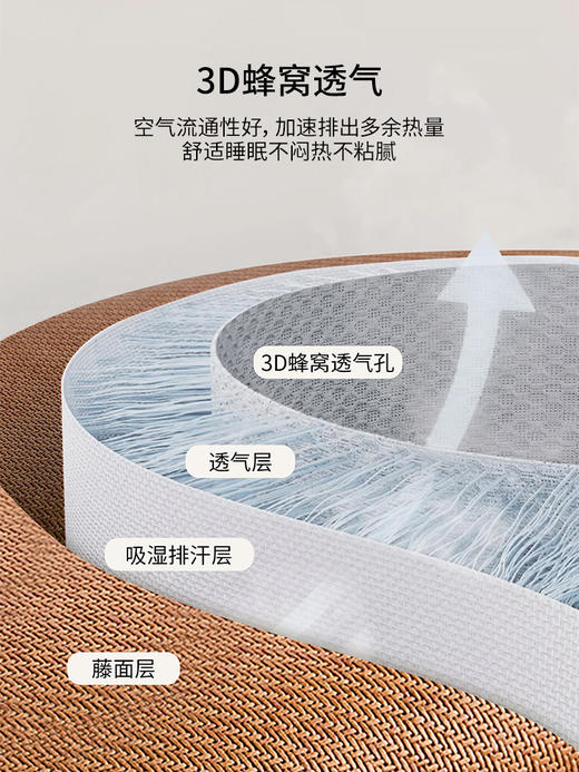 佳丽斯藤席凉席三件套双人家用可折叠单人软席子 商品图5