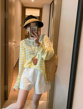 青春之夏靓丽条纹冰丝防晒罩衫慵懒风