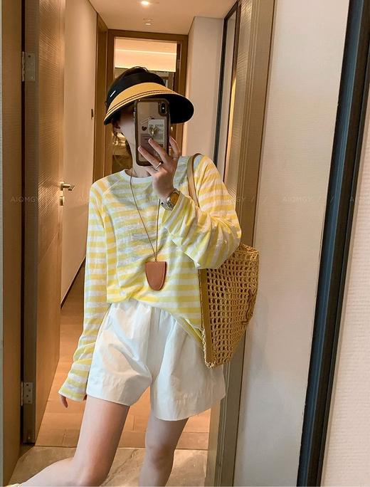 青春之夏靓丽条纹冰丝防晒罩衫慵懒风 商品图0