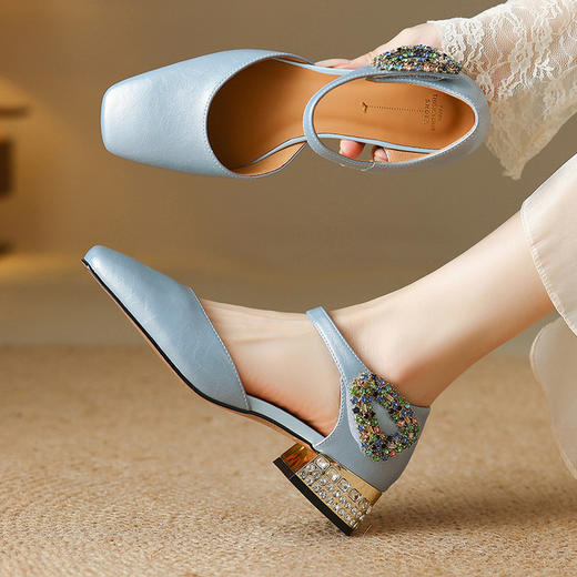 【预售5天】法式真皮玛丽珍方头仙女风水钻羊皮春季新款浅口单鞋HCYYHD&5995 商品图2