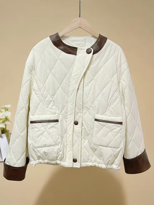 最后一件赔钱清货，退货勿下单！！宽松版-韩系8626双层门襟拼PU短款夹棉外套-喜出 商品图2