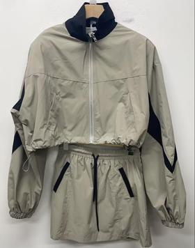 MZ拼色立领梭织外套搭抽绳半裙套装（绿）春季 951050270321