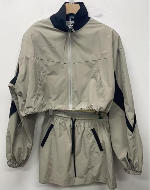 MZ拼色立领梭织外套搭抽绳半裙套装（绿）春季 951050270321 商品图0