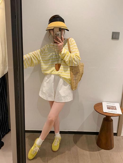 青春之夏靓丽条纹冰丝防晒罩衫慵懒风 商品图2
