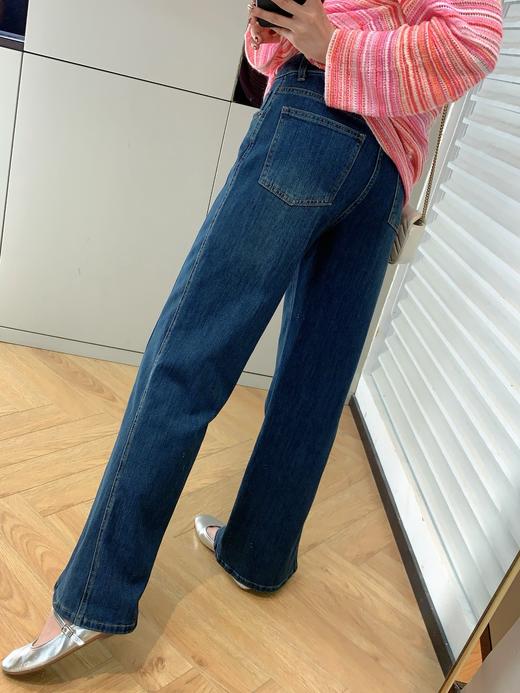 土耳其新款赵丽颖风吹半夏高腰斜裁弹力直筒宽松微喇叭牛仔裤 商品图12