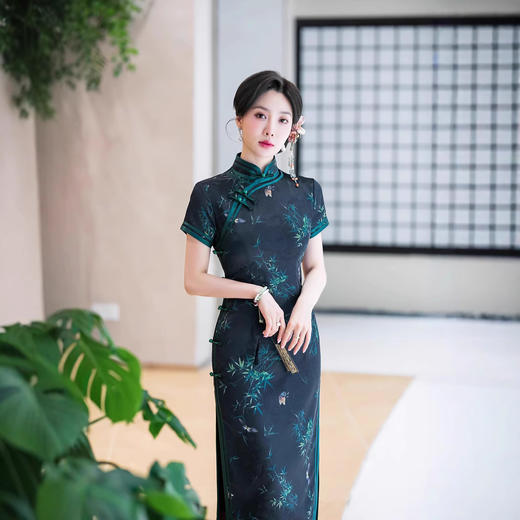 老上海旗袍女显瘦气质长款旗袍妈妈装短袖连衣裙2025春夏新款复古 商品图1