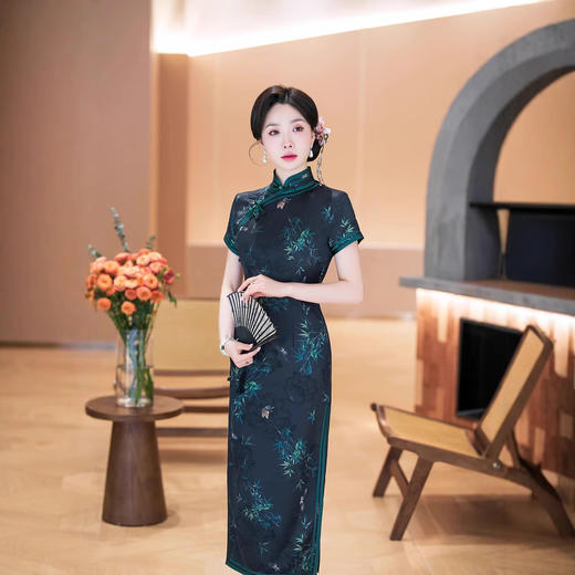 老上海旗袍女显瘦气质长款旗袍妈妈装短袖连衣裙2025春夏新款复古 商品图2