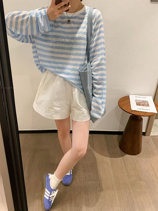青春之夏靓丽条纹冰丝防晒罩衫慵懒风 商品图3