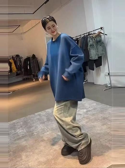 12.12错过没有！清货不退不参与退货-- 35%再生纤维4555宽松大版磨毛中厚T恤-喜出 商品图0