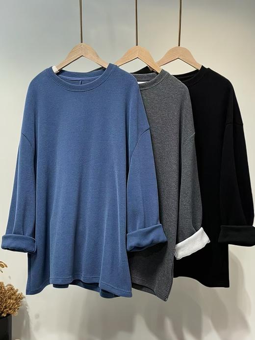 12.12错过没有！清货不退不参与退货-- 35%再生纤维4555宽松大版磨毛中厚T恤-喜出 商品图3