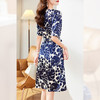 KQ-29675青花瓷弹力缎气质碎花裹身裙子海边度假夏季真丝连衣裙系带桑蚕丝 商品缩略图3