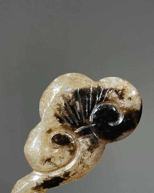 黑沁白玉灵芝如意形吊坠，顺丰包邮 商品图4