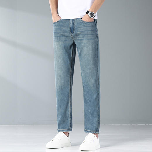 红览 天丝九分牛仔裤男春秋宽松9分直筒男裤 商品图2