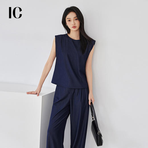*IC时尚气质韩系初春穿搭一整套无袖直筒裤上下套装女 商品图1