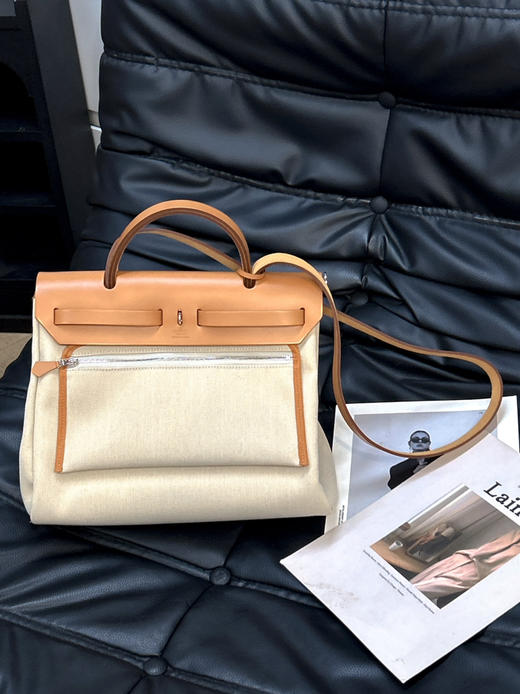 爱马仕 棕色 帆布拼皮 herbag31 斜挎包 商品图1