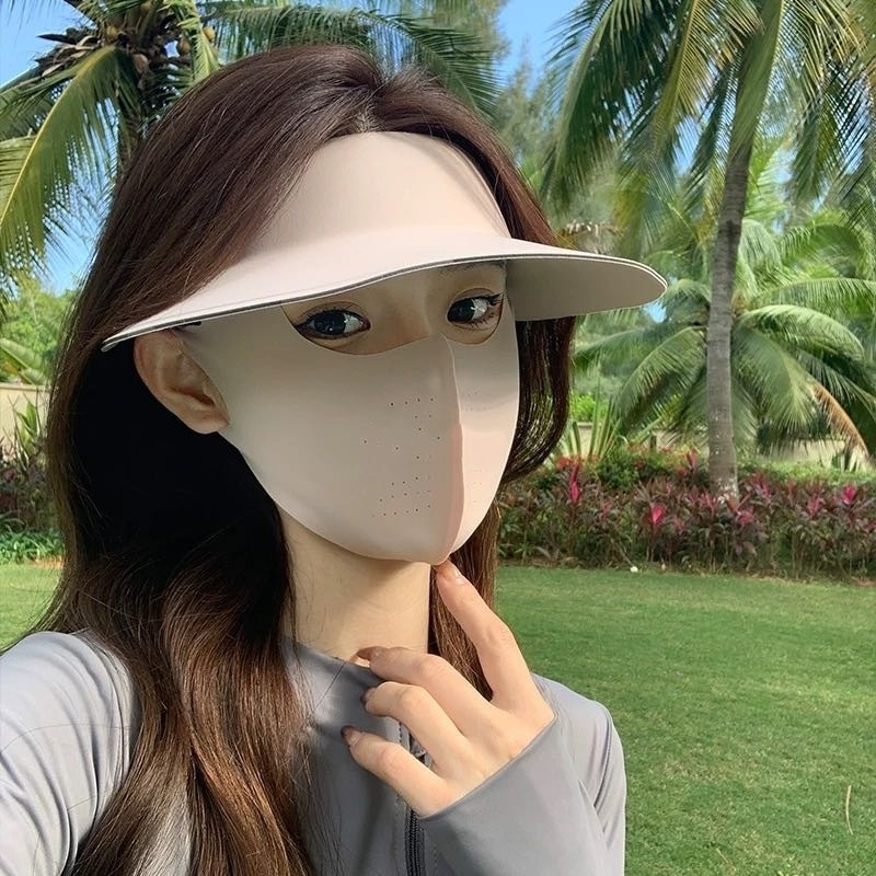 炫彩雯丝全面轻量化防晒二合一  全新升级  全脸防晒【黑胶帽+口罩/面罩一体防晒脸基尼】