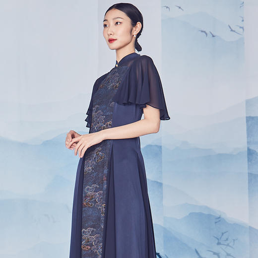 吉祥衣家新中式国风春夏新款高端气质显瘦修身女装凤舞鸾歌连衣裙 商品图1