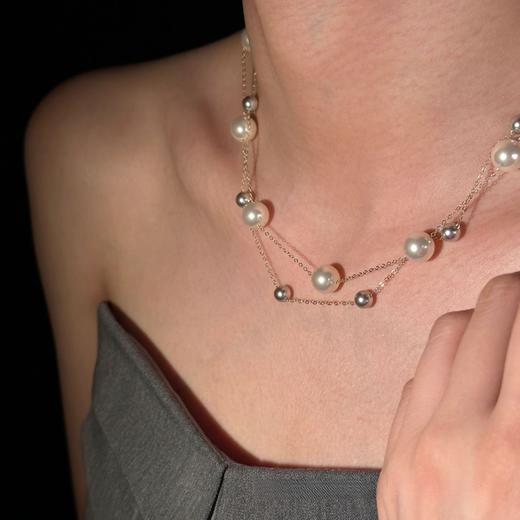 PIANAI冷小姐# 施华洛世奇珍珠/整体美国包金材质满天星真多麻色双层手工项链 商品图5