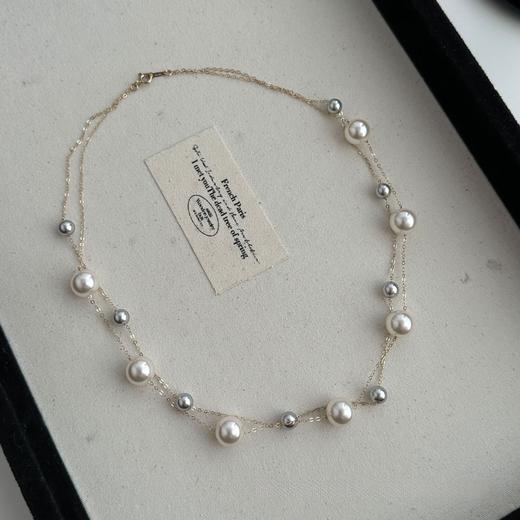 PIANAI冷小姐# 施华洛世奇珍珠/整体美国包金材质满天星真多麻色双层手工项链 商品图4