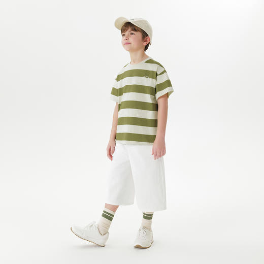 马克珍妮男童美式休闲条纹短袖T恤 儿童上衣2025年夏装新款550629 商品图1