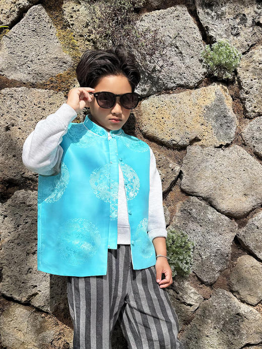 盛唐牡丹| 儿童系列|Kids 双龙团纹花蕾缎马甲 商品图0