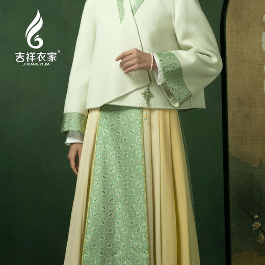 吉祥衣家中国风新中式复古女装2025新款春款桑蚕丝方苞茁水仙半裙 商品图4