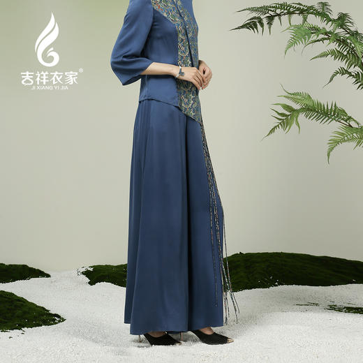 吉祥衣家新中式国风夏新款高端气质显瘦修身女装飞星梦阔腿裤 商品图3