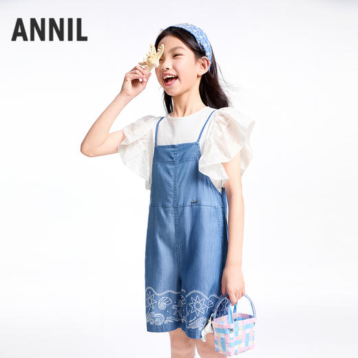 【实体店同款】女童牛仔背带裤夏季新款安奈儿童装AG526682 商品图1