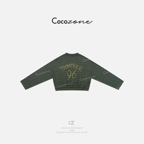 COCO ZONE 刘一一 25新款撞色圆领条纹长袖字母T恤CD1A0668