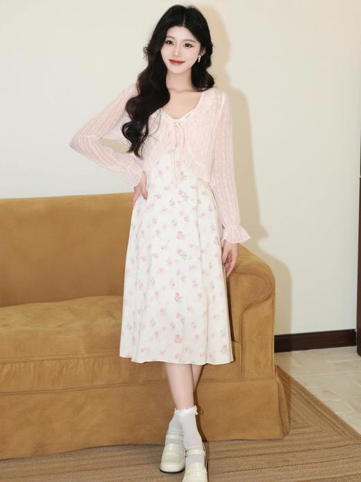 奢姿大码女装2025夏季减龄碎花荷叶边V领两件套胖妹妹时尚套装9952969686 商品图1