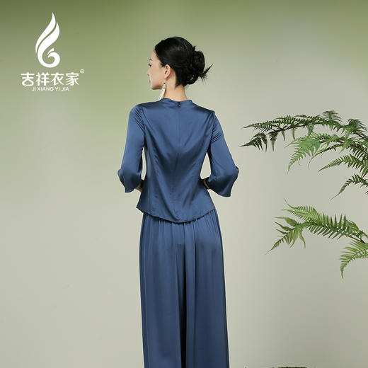 吉祥衣家新中式国风夏新款高端气质显瘦修身女装长河星落上衣 商品图3