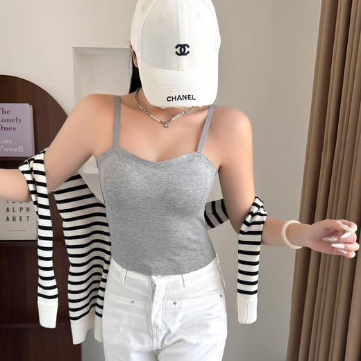 【99元2件】一字型美背线条感撞色背心固定杯（带胸垫）【FF25507】 商品图3